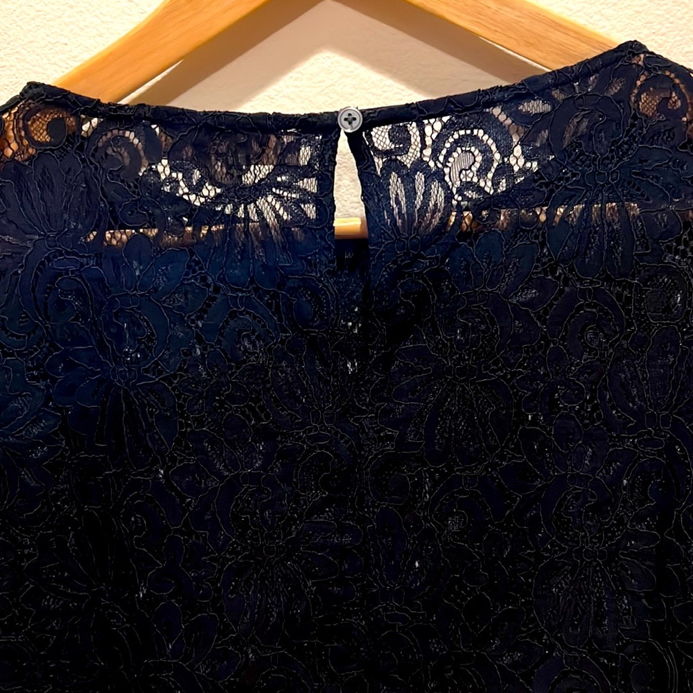 Loft dark blue lace top with bell sleeves - Picture 7 of 15